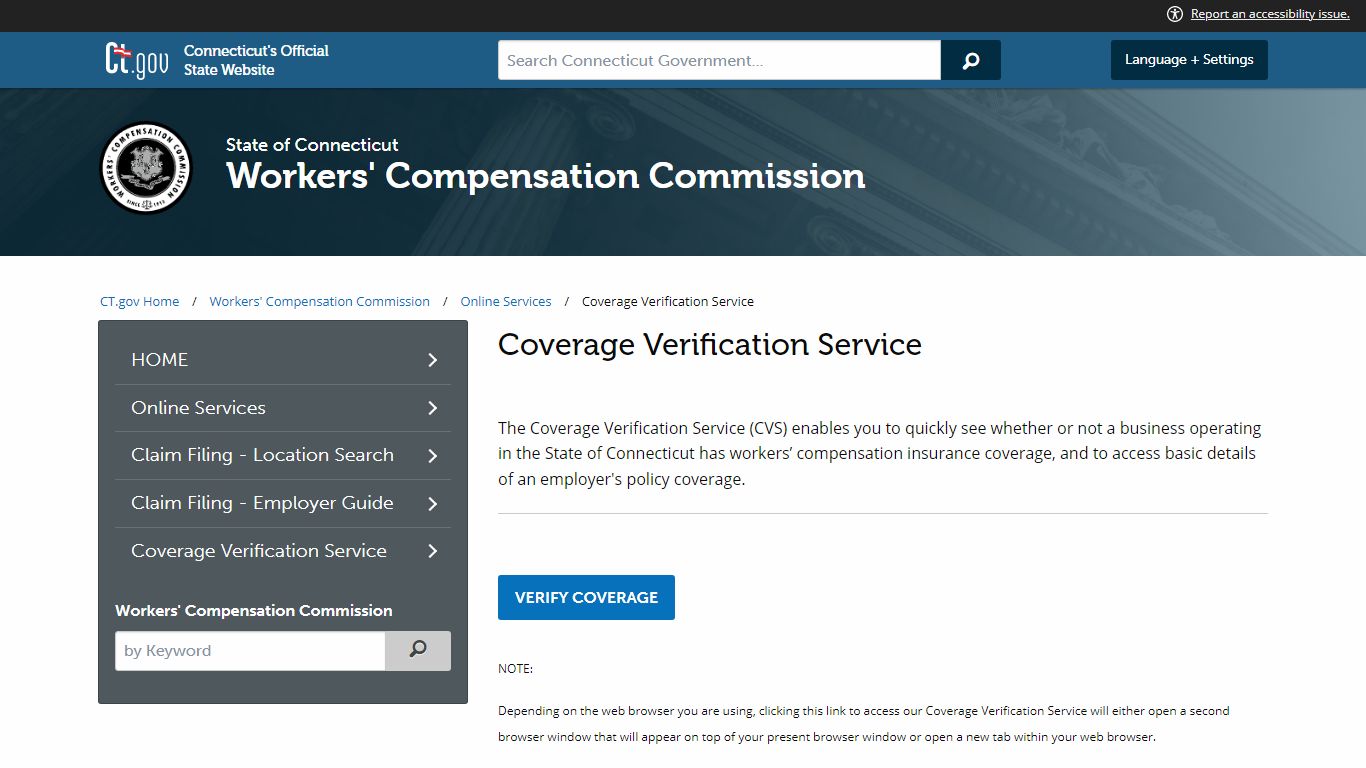 Coverage Verification Service - ct